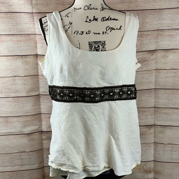 LOFT Tops - Ann Taylor Loft Tank Top Black Lace Middle Band